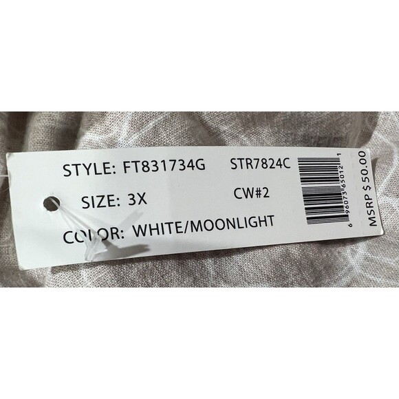 NWT ZAC & RACHEL Women Plus Size Split Neck Short Sleeve Linen Blend Blouse 3X - Picture 7 of 9